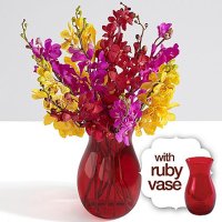 Mokara Orchids with Ruby Vase