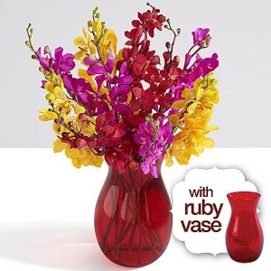 画像1: Mokara Orchids with Ruby Vase