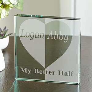 画像1: Better Half Glass Keepsake Block