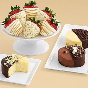 画像1: Dipped Cheesecake Trio & Half Dozen Champagne Strawberries