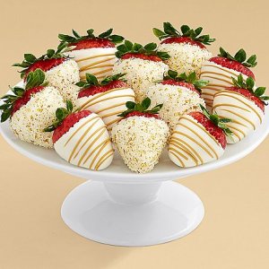 画像1: Full Dozen Gourmet Dipped Swizzled Strawberries