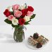 画像1: One Dozen Sweetheart Roses with 6 Fancy Strawberries (1)