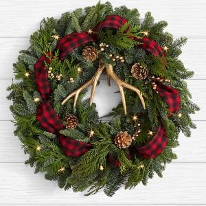 画像1: 22 inch Holiday Glam Wreath with Lights