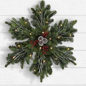 画像1: Frosted Fir Wreath with Lights