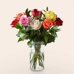 画像1: Mixed Roses(12 Roses With Vase)