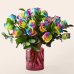 画像1: Two Dozen Rainbow Rose Bouquet with Blush Vase (1)