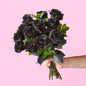 画像1: Black Roses Bouquet(12 Black Roses No Vase)