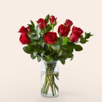 Red Rose Bouquet (12 Red Roses with Glass Vase)