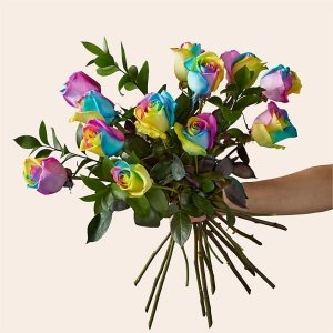 画像1: Rainbow Rose Bouquet (12 Roses No Vase)