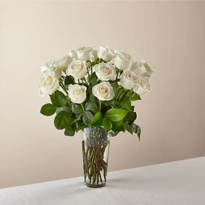 画像1: Long Stem White Rose Bouquet(DELUXE)