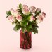 画像1: Pink Champagne Rose Bouquet with Red Vase (12 Pink Roses With Red Vase) (1)