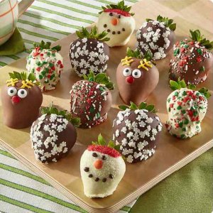 画像1: Holiday Fun Belgian Chocolate Covered Strawberries 12 Piece