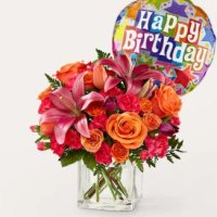 Lucky Lily Bouquet with Birthday Balloon(Standard)