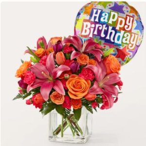 画像1: Lucky Lily Bouquet with Birthday Balloon(Deluxe)