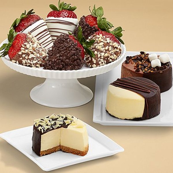 画像1: Dipped Cheesecake Trio & Half Dozen Fancy Strawberries (1)