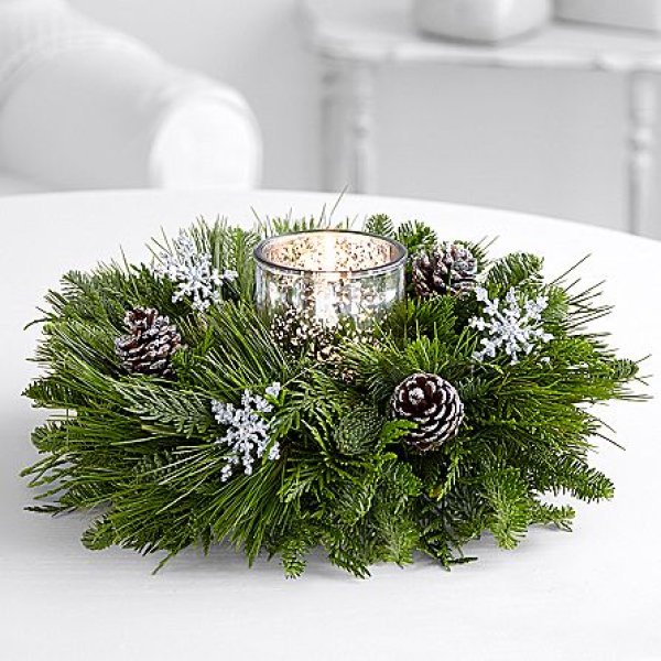 画像1: White Christmas Candle Ring (1)