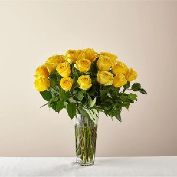 画像1: Long Stem Yellow Rose Bouquet(PREMIUM 24 Yellow Roses) (1)