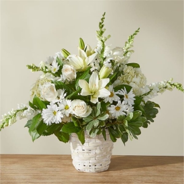 画像1: Ivory Elegance Floral Basket (Deluxe ) (1)