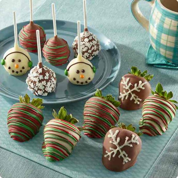 画像1: Winter Wonderland Belgian Chocolate Covered Strawberries and Cake Pops (1)