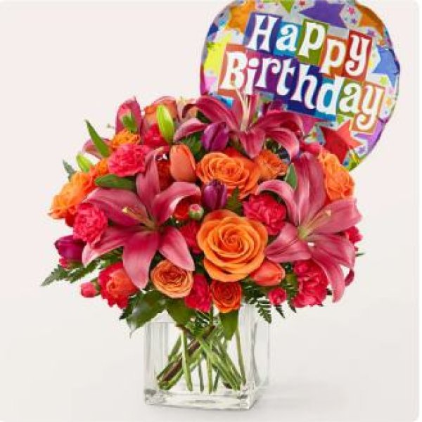 画像1: Lucky Lily Bouquet with Birthday Balloon(Premium) (1)